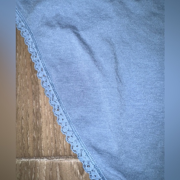 VICTORIA SECRET BLUE ALPINE ANGEL HIGH WAIST LACE TRIM COTTON BIKINI PANTY LARGE - Picture 5 of 13